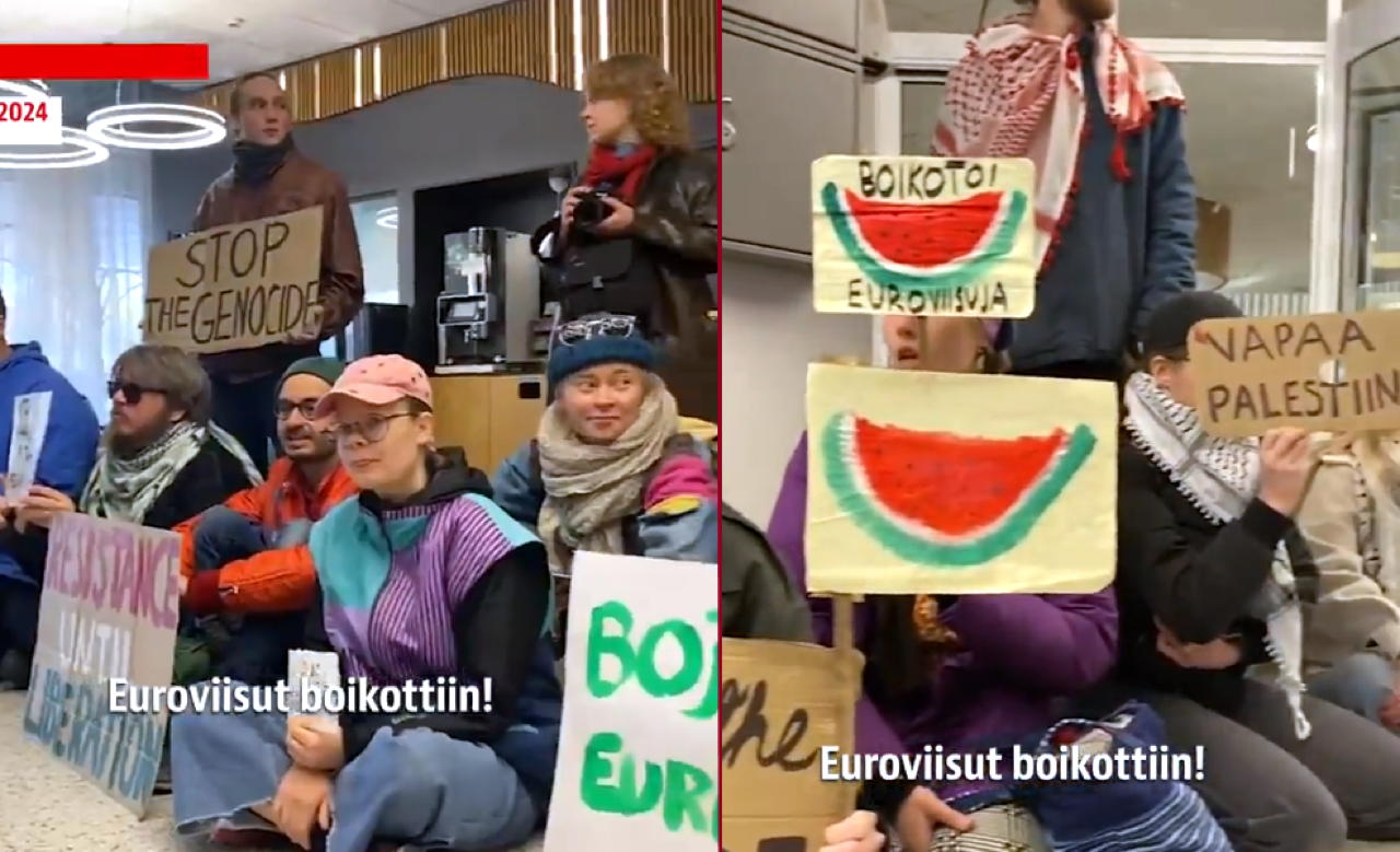 Featured image for “„Stoppið Eurovision“ – Stuðningsmenn Hamas ruddust inn á sjónvarpsstöð”